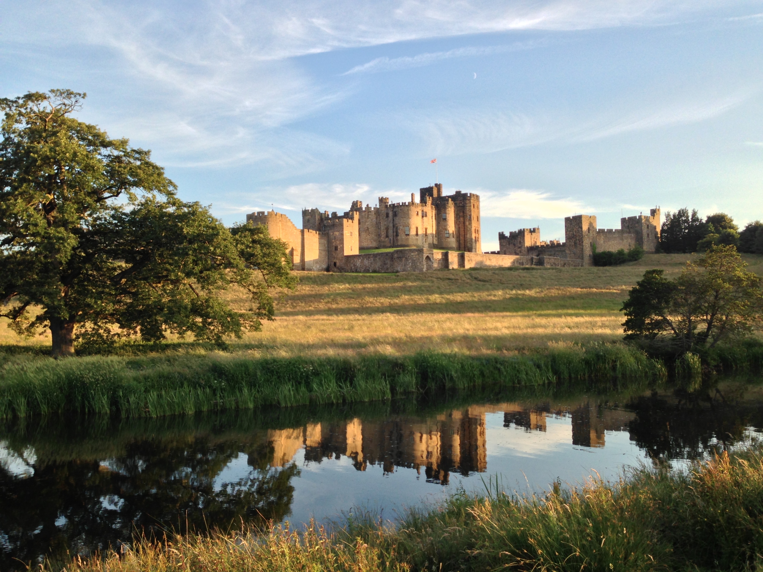 Alnwick Castle in Northumberland on a bright spring day