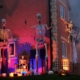 Alnwick Halloween House decorated with giant skeletons and colourful lights